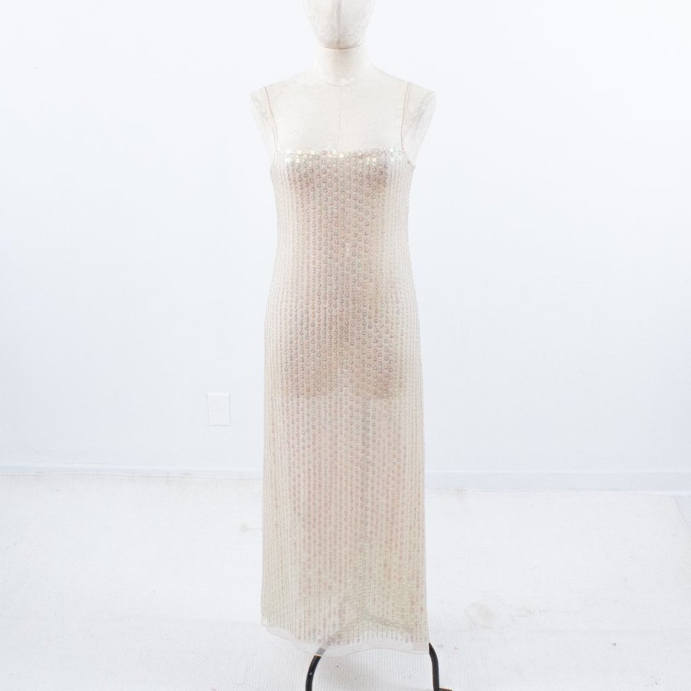 VTG 90s Genny Prada 4 Silk Hologram Sequin Gown - Picture 13 of 15